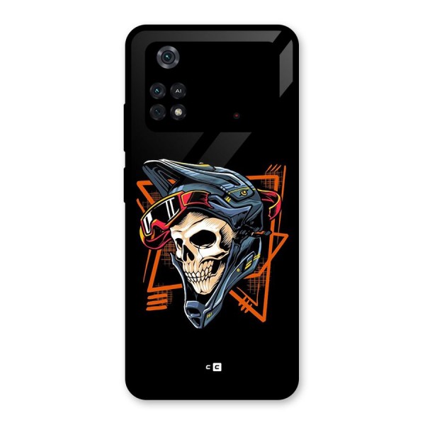 Skull Helmet Glass Back Case for Poco M4 Pro 4G