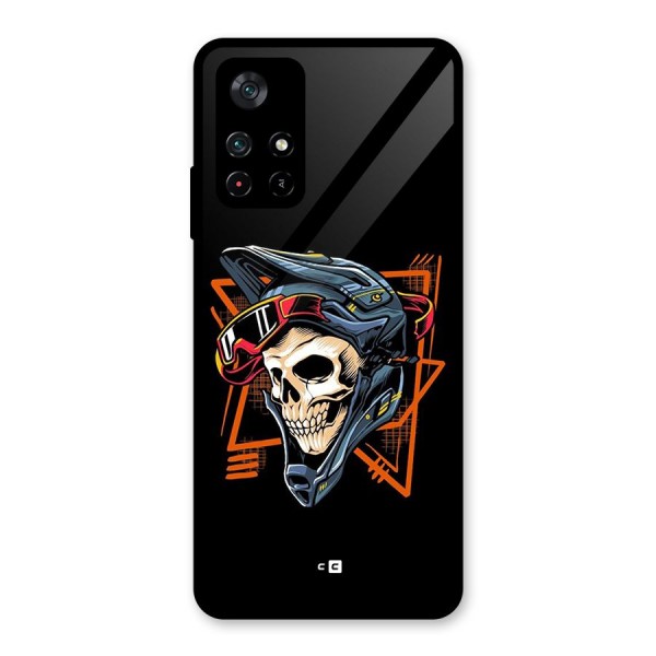 Skull Helmet Glass Back Case for Poco M4 Pro 5G