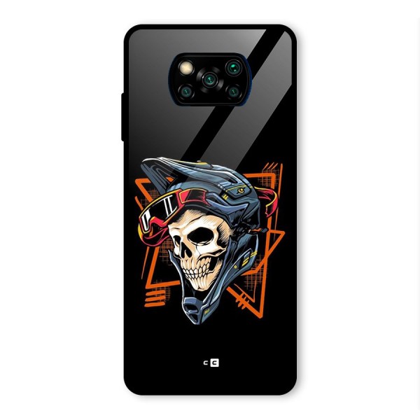 Skull Helmet Glass Back Case for Poco X3 Pro