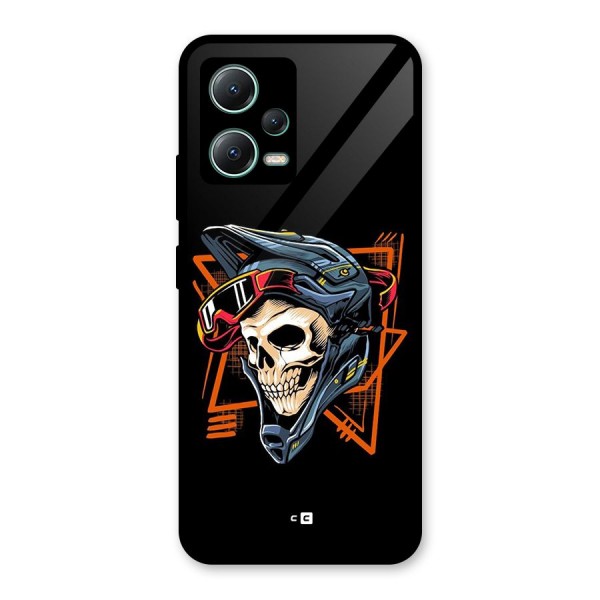 Skull Helmet Glass Back Case for Poco X5