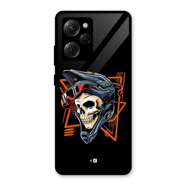 Skull Helmet Glass Back Case for Poco X5 Pro