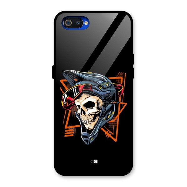 Skull Helmet Glass Back Case for Realme C2