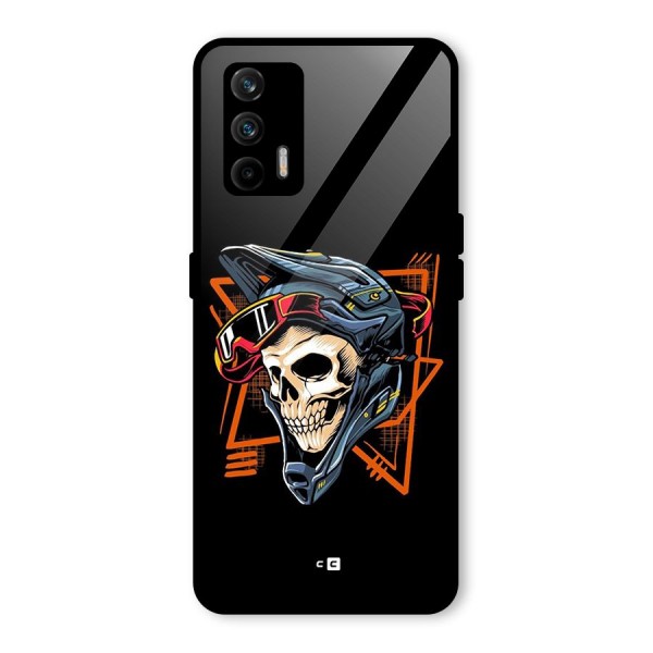 Skull Helmet Glass Back Case for Realme X7 Max