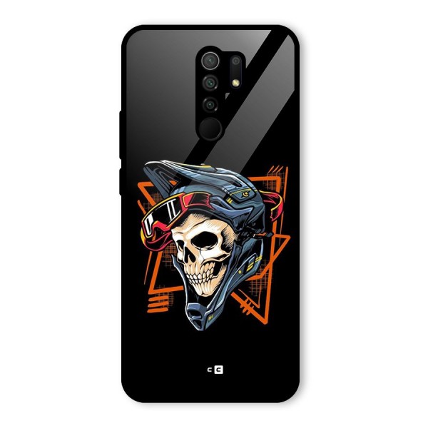 Skull Helmet Glass Back Case for Redmi 9 Prime