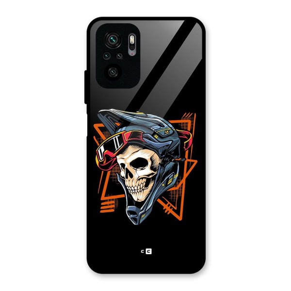 Skull Helmet Glass Back Case for Redmi Note 10