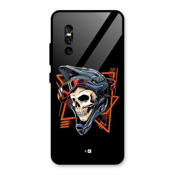 Skull Helmet Glass Back Case for Vivo V15 Pro