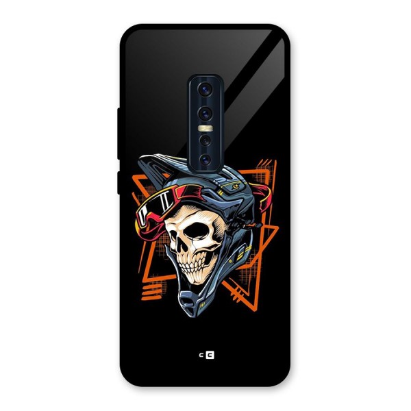 Skull Helmet Glass Back Case for Vivo V17 Pro