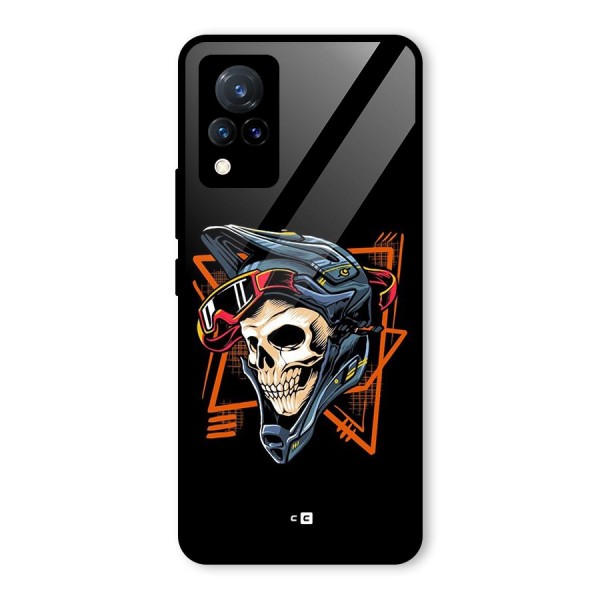 Skull Helmet Glass Back Case for Vivo V21 5G