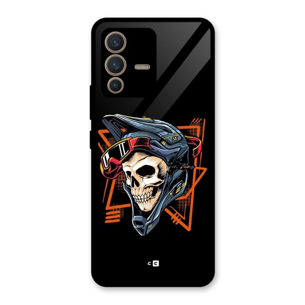 Skull Helmet Glass Back Case for Vivo V23 5G