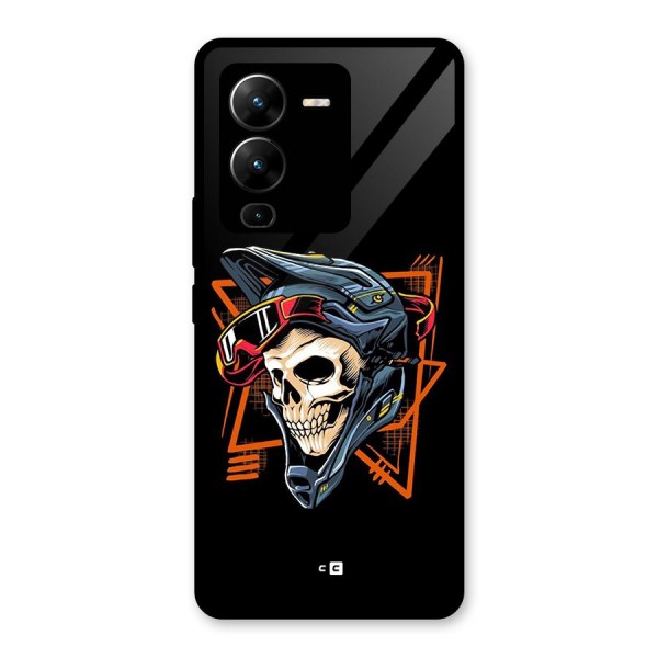 Skull Helmet Glass Back Case for Vivo V25 Pro