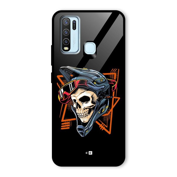 Skull Helmet Glass Back Case for Vivo Y30