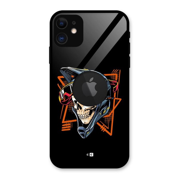 Skull Helmet Glass Back Case for iPhone 11 Logo Cut