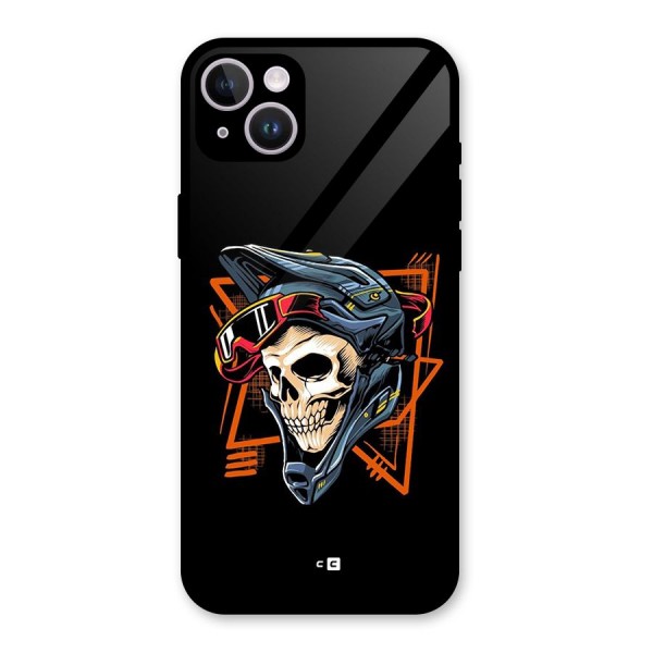 Skull Helmet Glass Back Case for iPhone 14 Plus