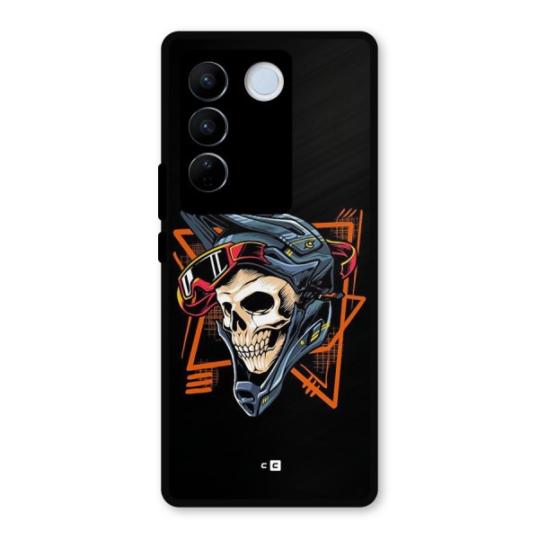 Skull Helmet Metal Back Case for Vivo V27 Pro