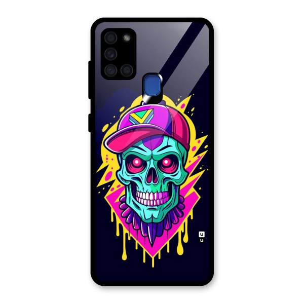 Skull In Cap Glass Back Case for Galaxy A21s