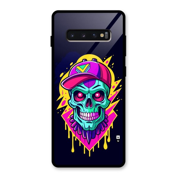 Skull In Cap Glass Back Case for Galaxy S10 Plus