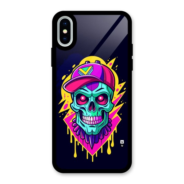 Skull In Cap Glass Back Case for iPhone X