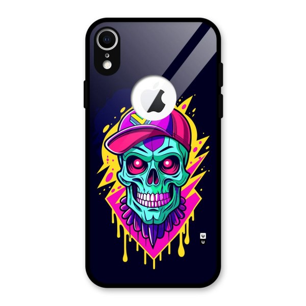 Skull In Cap Glass Back Case for iPhone XR Logo Cut