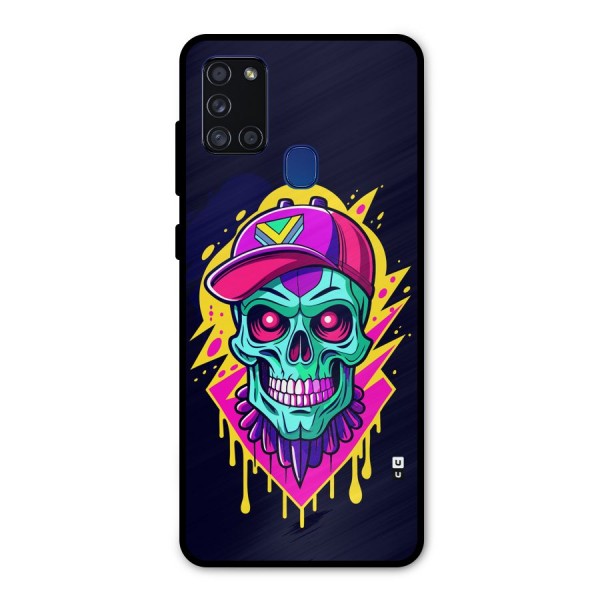 Skull In Cap Metal Back Case for Galaxy A21s