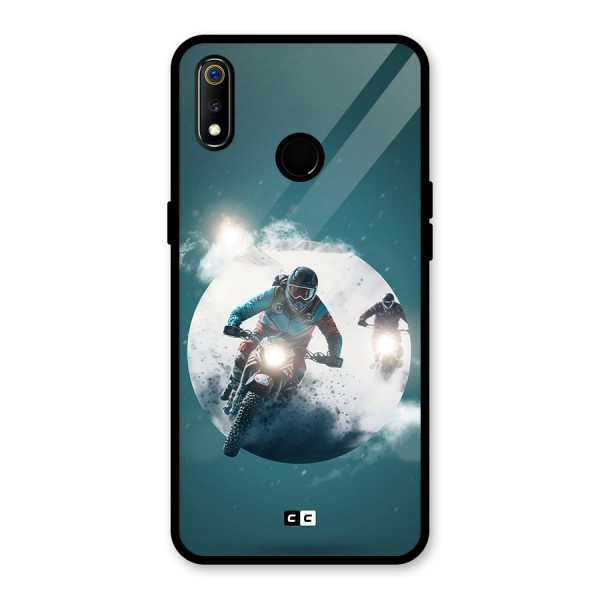 Sky Biker Glass Back Case for Realme 3