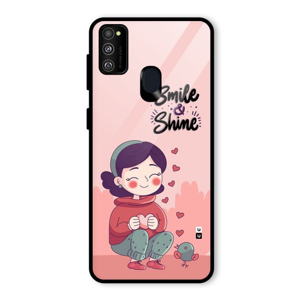 Smile And Shine Glass Back Case for Galaxy M21