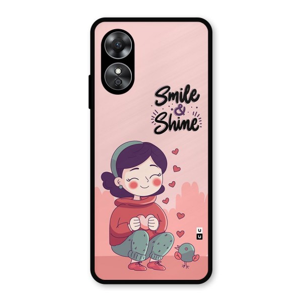 Smile And Shine Metal Back Case for Oppo A17