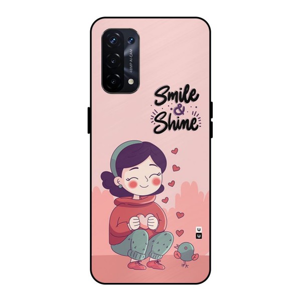 Smile And Shine Metal Back Case for Oppo A74 5G