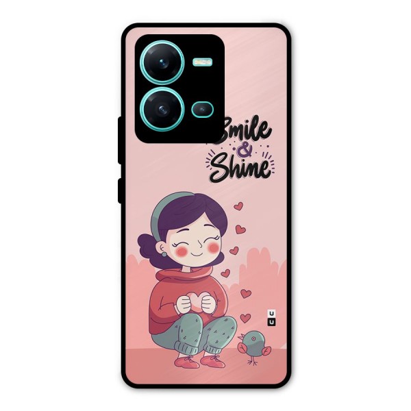 Smile And Shine Metal Back Case for Vivo V25