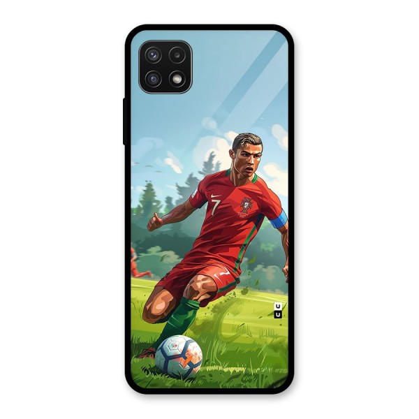 Soccer Star Playing Glass Back Case for Galaxy A22 5G