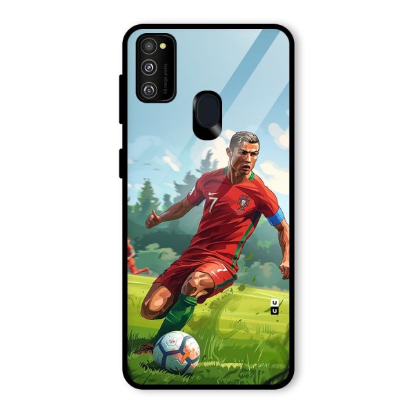 Soccer Star Playing Glass Back Case for Galaxy M30s