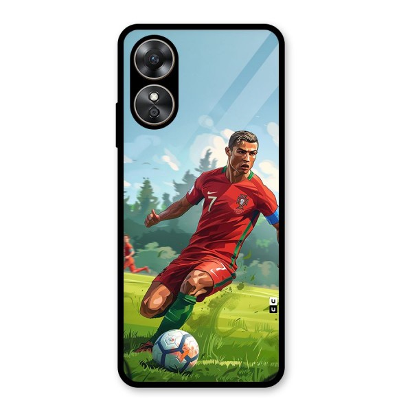 Soccer Star Playing Glass Back Case for Oppo A17