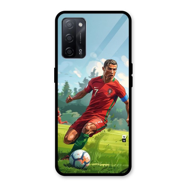 Soccer Star Playing Glass Back Case for Oppo A53s 5G