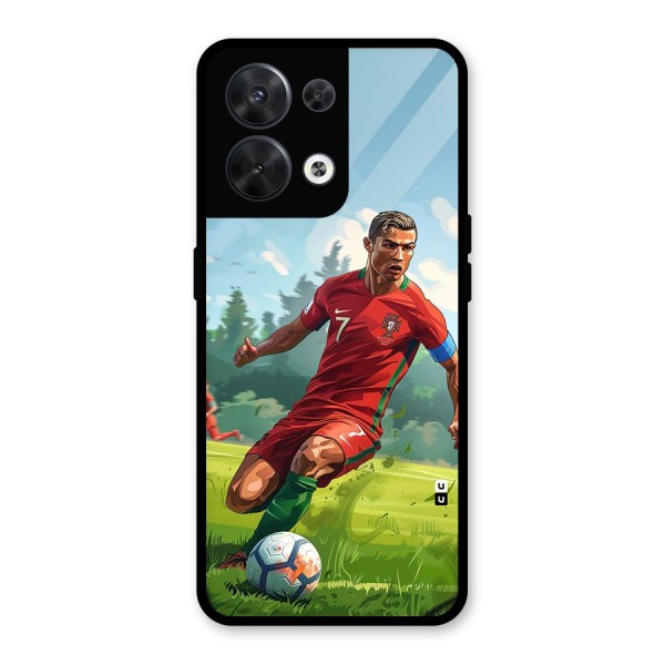 Soccer Star Playing Glass Back Case for Oppo Reno8 5G