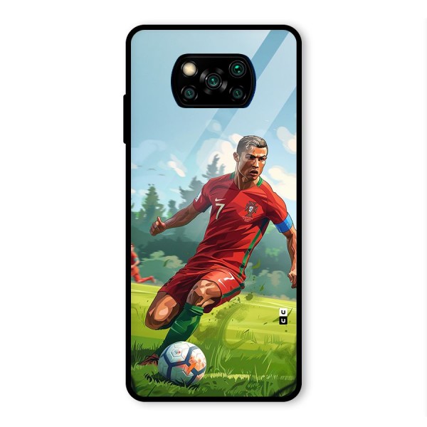 Soccer Star Playing Glass Back Case for Poco X3 Pro