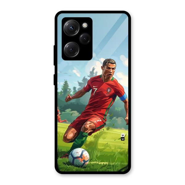 Soccer Star Playing Glass Back Case for Poco X5 Pro