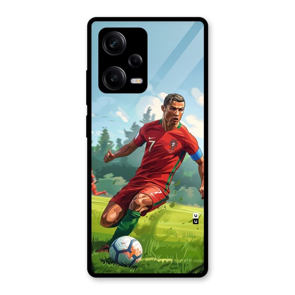 Soccer Star Playing Glass Back Case for Redmi Note 12 Pro