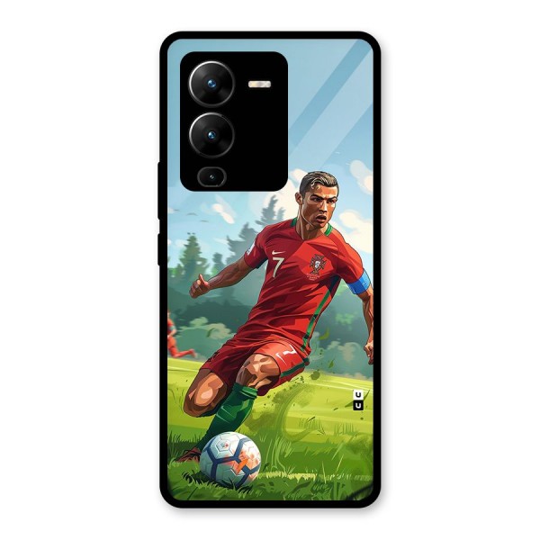 Soccer Star Playing Glass Back Case for Vivo V25 Pro