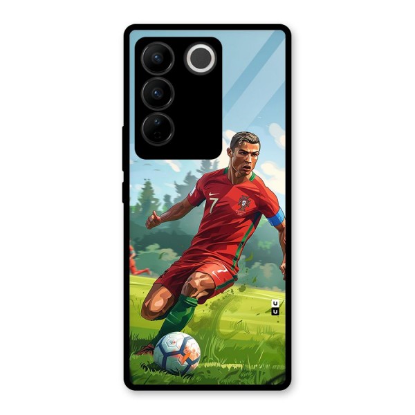 Soccer Star Playing Glass Back Case for Vivo V27 Pro