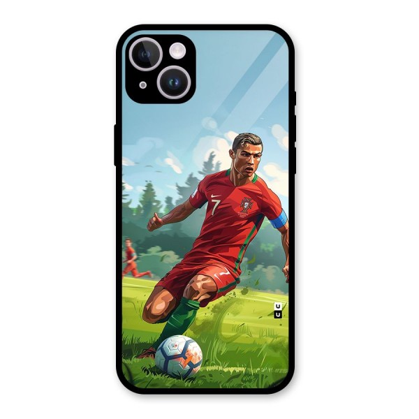 Soccer Star Playing Glass Back Case for iPhone 14 Plus