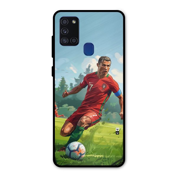 Soccer Star Playing Metal Back Case for Galaxy A21s