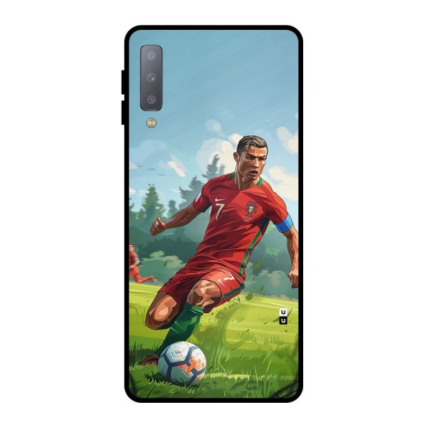 Soccer Star Playing Metal Back Case for Galaxy A7 (2018)