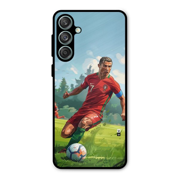 Soccer Star Playing Metal Back Case for Galaxy M55 5G