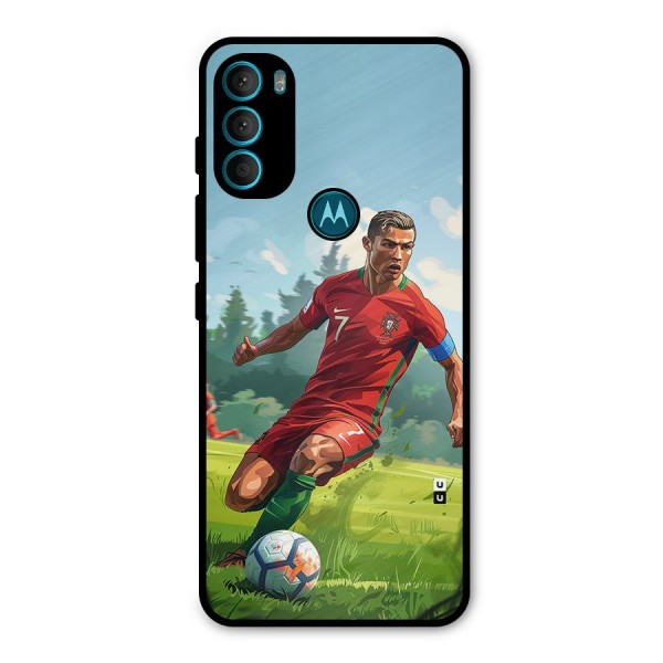 Soccer Star Playing Metal Back Case for Moto G71 5G