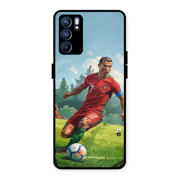 Soccer Star Playing Metal Back Case for Oppo Reno6 5G