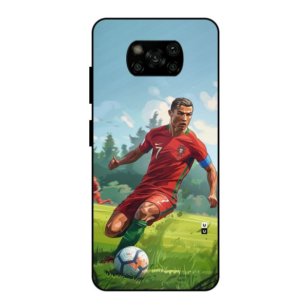 Soccer Star Playing Metal Back Case for Poco X3