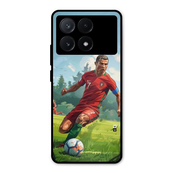 Soccer Star Playing Metal Back Case for Poco X6 Pro