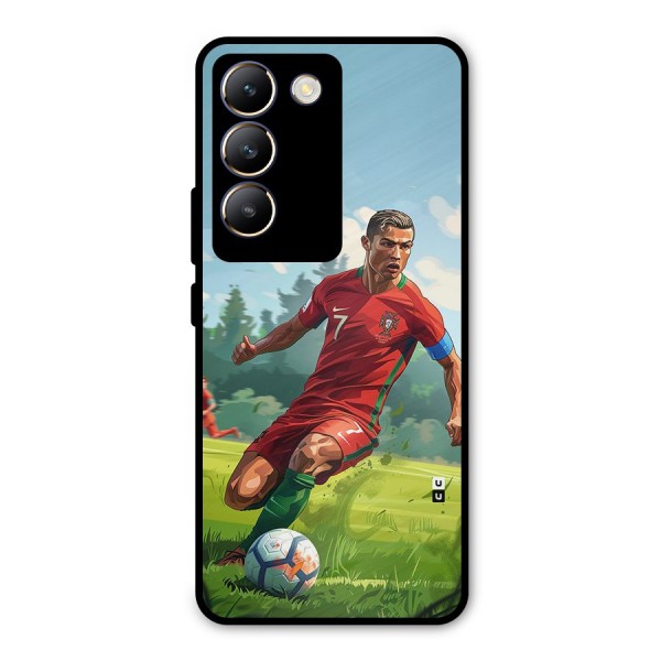 Soccer Star Playing Metal Back Case for Vivo T3 5G