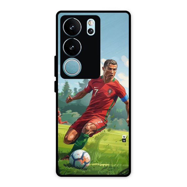 Soccer Star Playing Metal Back Case for Vivo V29 Pro