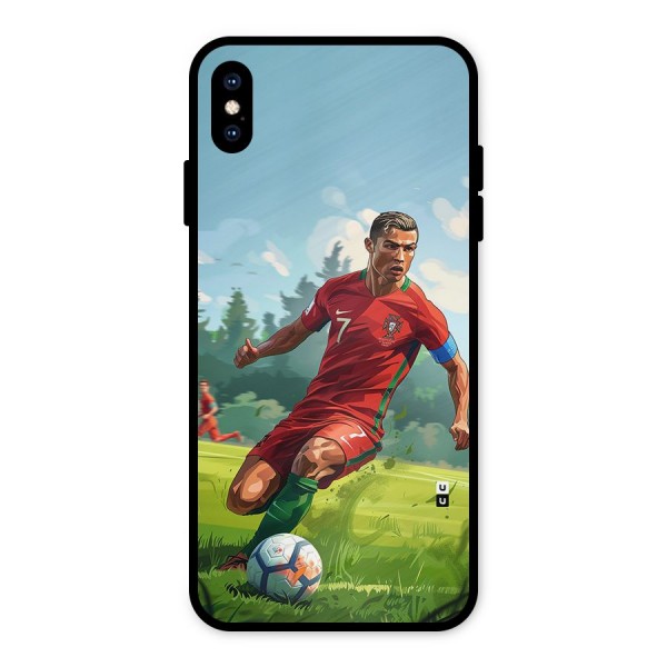 Soccer Star Playing Metal Back Case for iPhone XS Max