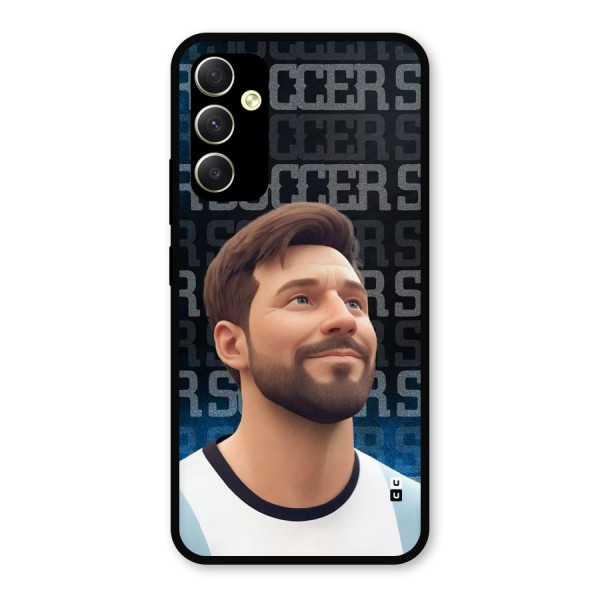 Soccer Star Smiles Metal Back Case for Galaxy A34